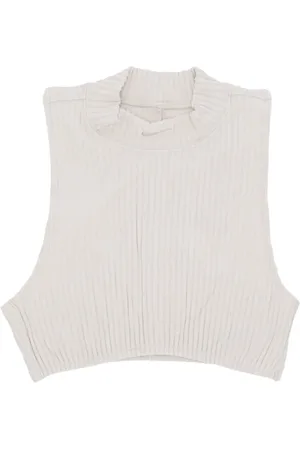 Nike W NSW Chill Knit Mock-Neck Ribbed Cropped Tank "BROWN"