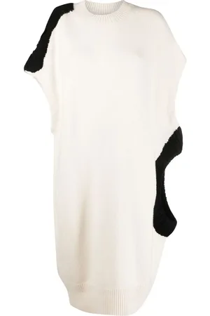 KRIZIA Colour-block virgin wool-cashmere knitted dress