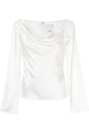 Acler Hallett long-sleeve satin blouse