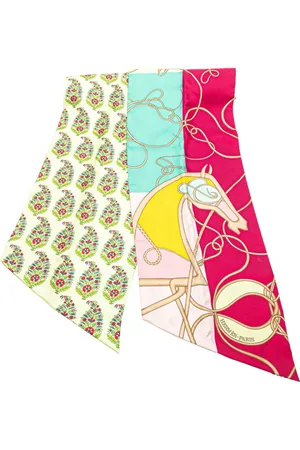 Hermès 1990-2024 Maxi Coup De Fouet Au Bloc Silk Twilly Scarf scarves