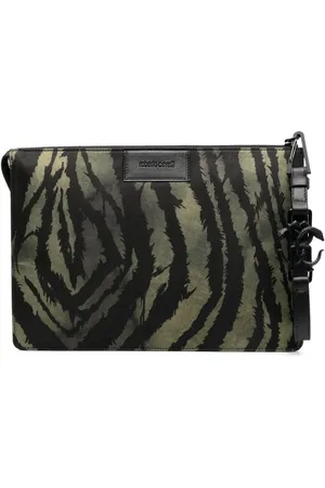 Roberto Cavalli Tiger-print leather pouch