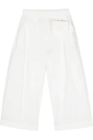Fendi FF-embroidered poplin wide trousers