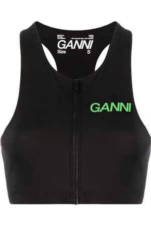 Ganni Logo-print zip-up top