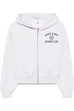 Sporty & Rich Varsity crest cropped zip hoodie