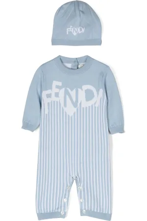 Fendi Logo-intarsia baby grow set