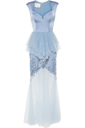 GEMY MAALOUF Sequin-embellished panelled gown