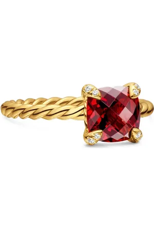 David Yurman 18kt yellow Chatelaine garnet and diamond ring (7mm)