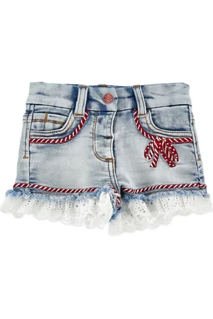 MONNALISA Lace-trim denim shorts