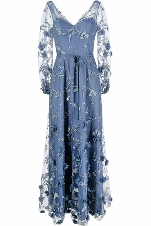 Marchesa Notte Floral-embroidered tulle gown