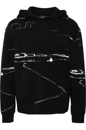Emporio Armani Landscape-print jersey hoodie