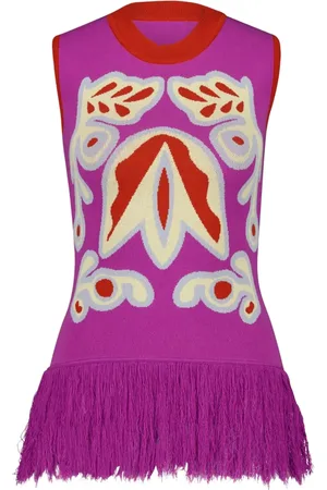 Paula Tina Bellflower jacquard tank top