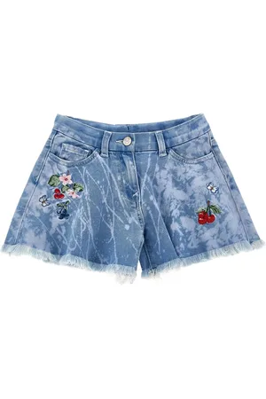 MONNALISA Rhinestone-embellished denim shorts