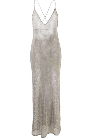 Ganni Embellished mesh midi dress