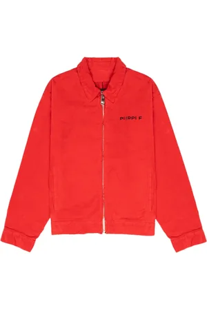 Purple Brand Motif-embroidered corduroy jacket