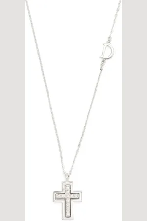 Damiani 18kt white gold diamond cross pendant necklace