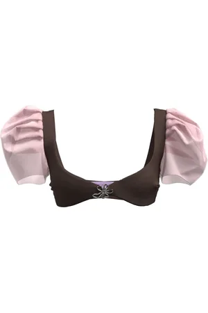 MACCAPANI Britney puff-sleeve bra top