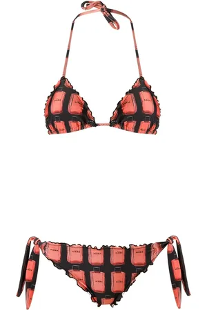 AMIR SLAMA Ruffled triangle bikini set