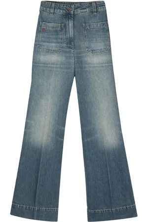Victoria Beckham Logo-embroidered wide jeans