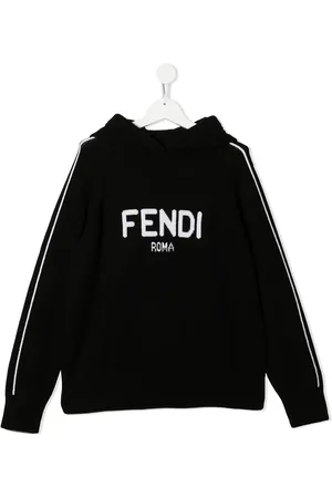 Fendi Logo-knit pullover cashmere hoodie