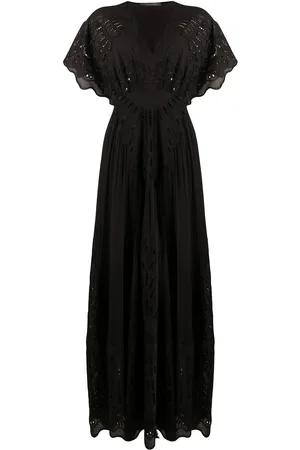 Alberta Ferretti Embroidered cut-out detail silk maxi dress
