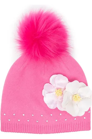 MONNALISA Floral-appliqué knit beanie