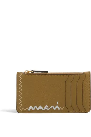 Marni Logo-embroidered leather card case