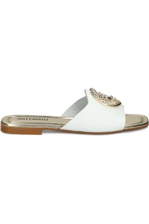 Roberto Cavalli Embellished slide sandals