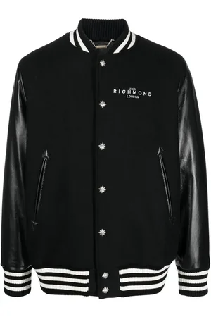 John Richmond Striped-trim logo baseball jacket