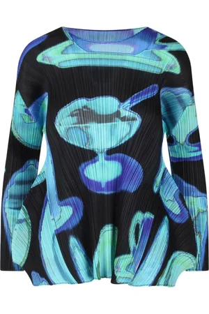 PLEATS PLEASE ISSEY MIYAKE Pleated abstract-print top