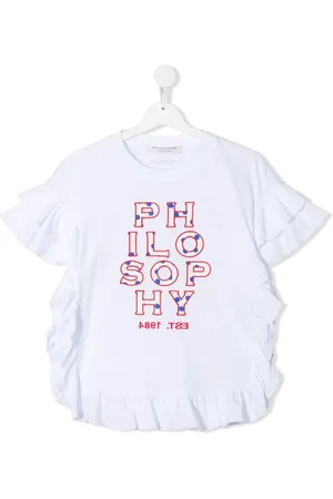 PHILOSOPHY DI LORENZO SERAFINI TEEN logo-embroidered ruffled blouse