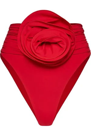 MAGDA BUTRYM Floral-appliqué high-waisted bikini bottoms