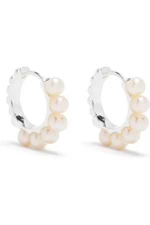 Dower and Hall Silver timeless pearl huggie hoops