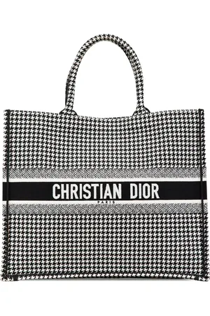 Dior 2019 Large Canvas Houndstooth Embroidered Book tote bag