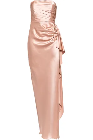 Michelle Mason Strapless gathered silk gown