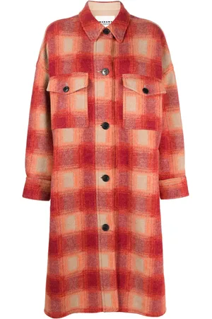 Marant Etoile Plaid-check flannel midi coat