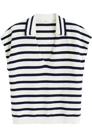 Chinti & Parker Striped knitted polo top