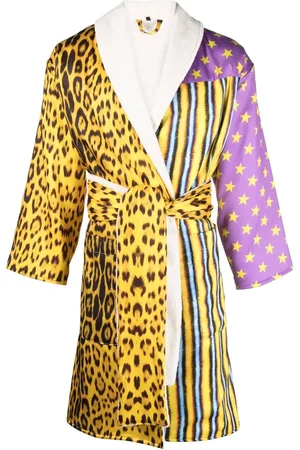 Roberto Cavalli Patchwork leopard-print robe