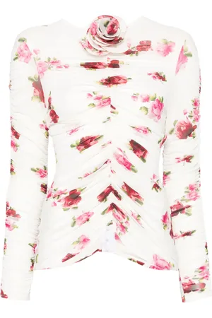 MAGDA BUTRYM Rose-appliqué ruched top