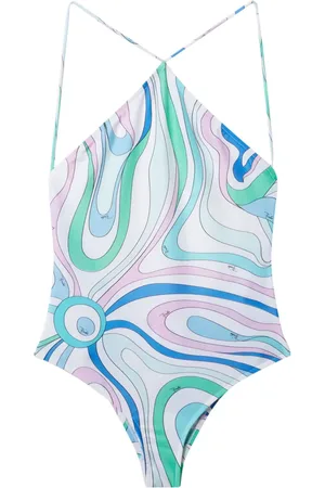 Puccini Marmo-print halterneck swimsuit