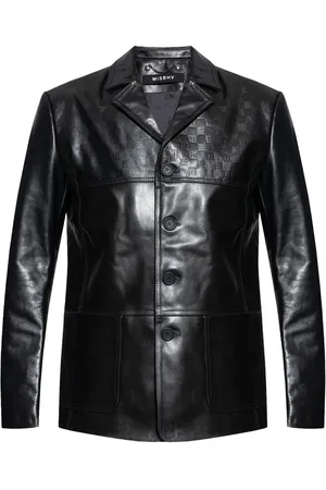 MISBHV Debossed monogram leather jacket