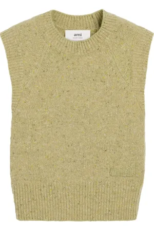 Ami Speckled-knit virgin wool-blend vest