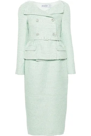 Self-Portrait Double-breasted tweed midi dress
