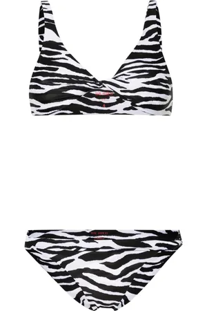 The Attico Twist-detailing zebra-print bikini