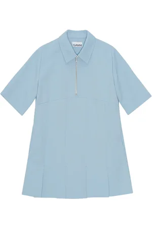 Ganni Pleated twill mini dress