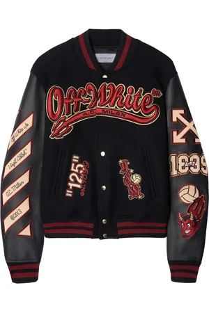 OFF-WHITE X A.C. Milan logo-appliquéd varsity jacket