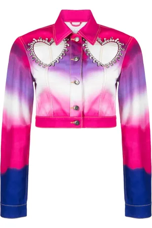 AREA Heart cut-out cropped denim jacket