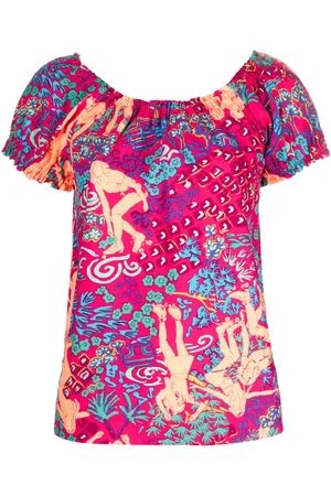 See by Chloé Graphic-print Bardot chevron stitch blouse