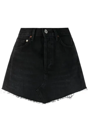 AGOLDE Raw-cut hem denim skirt