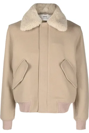 Ami Shearling-collar virgin wool jacket