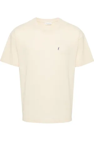Saint Laurent Cassandre-embroidered piqué T-shirt